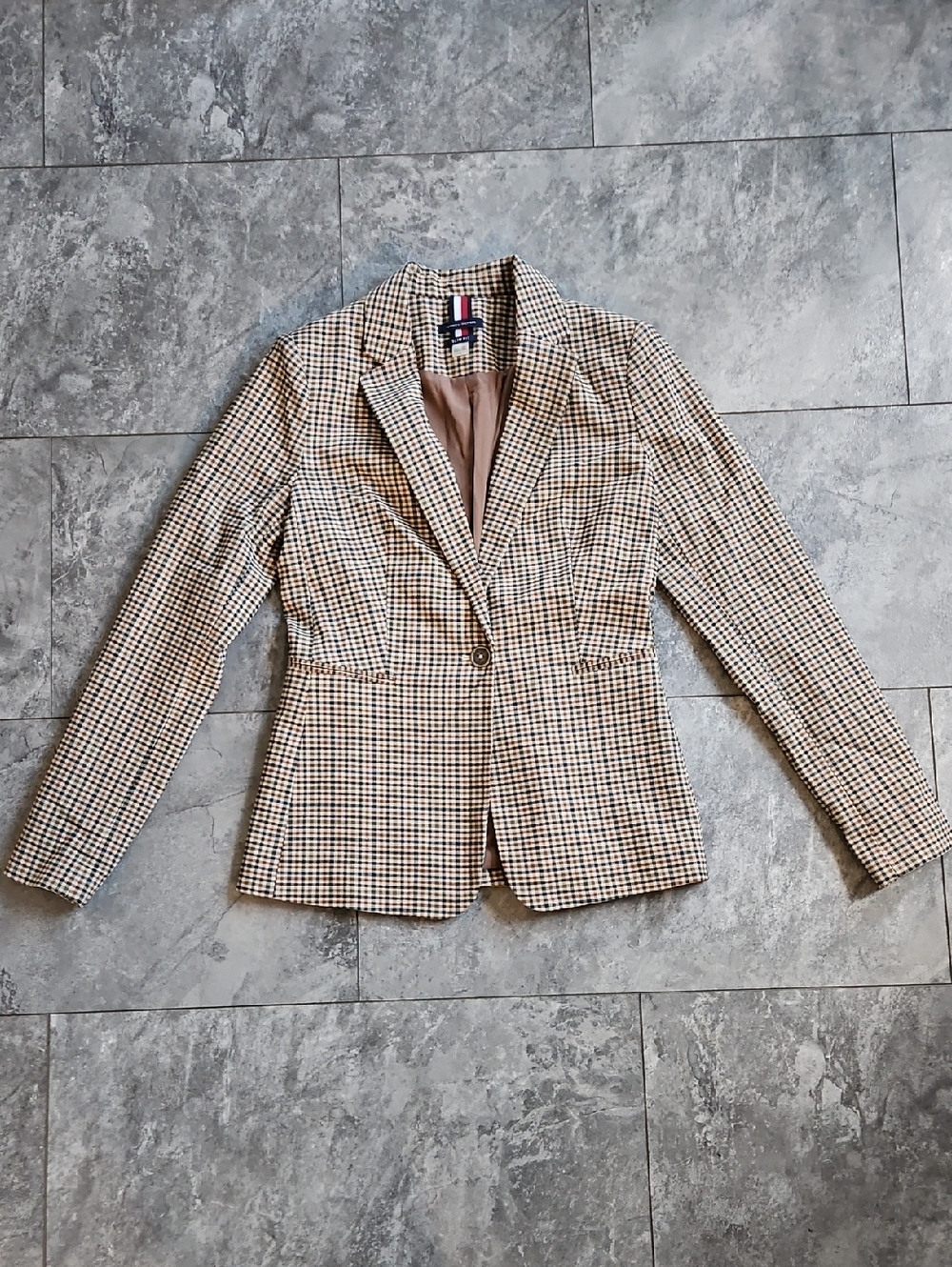 Tommy Hilfiger Slim Fit Checked Blazer in Brown and Black